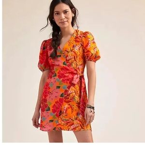 Farm Rio for Anthro Marbella Wrap Mini Dress size Large